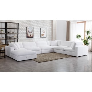 Derbevilletest Diversen Boomgaard Roundhill Furniture Rivas Contemporary Feather Fill 7-Piece Modular  Sectional Sofa with Ottoman - On Sale - Overstock - 33523729