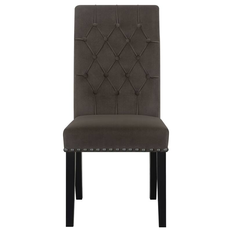 2pc Set Luxurious Feel Button-Tufted High Back Elegant Rolled Top Velvet Fabric Upholstered Nailhead Trim Tapered Legs - Brown,Espresso