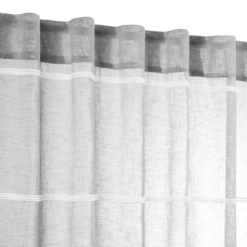 Horizon Stripe Premium Sheer Rod Pocket W Back Tab Curtain Panel