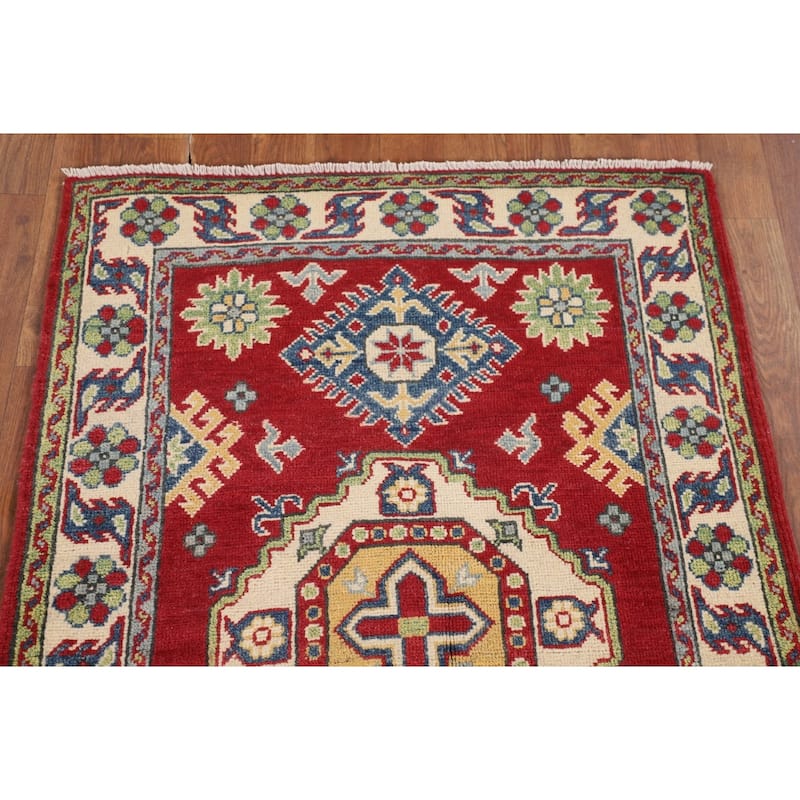 Traditional Red Kazak Oriental Accent Rug Handmade Wool Carpet - 2'8" x 4'1"