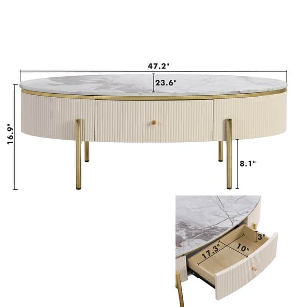 Modern Oval Coffee Table with Drawers - Bed Bath & Beyond - 40492989