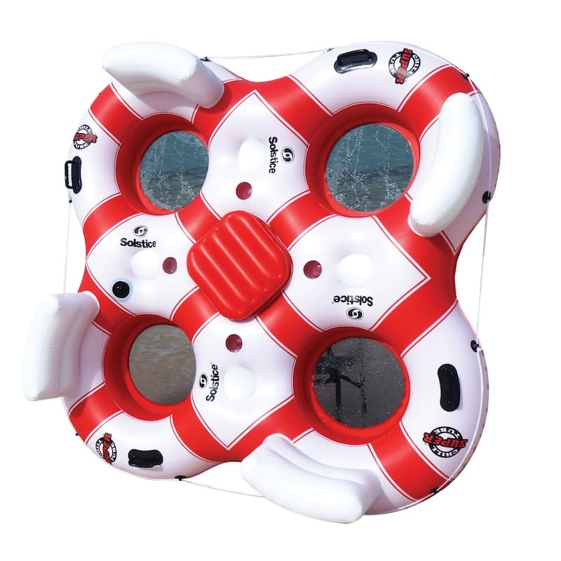 78-Inch White and Red Solstice Super Chill Quarto Swimming Pool Float - 78"