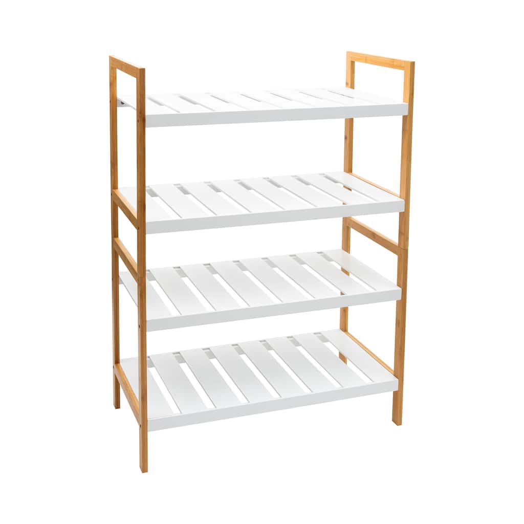 Organize It All 2 Pack Sonora Bamboo 2 Tier Stackable Shoe Rack - 27.48" x 12.01" x 18.5"