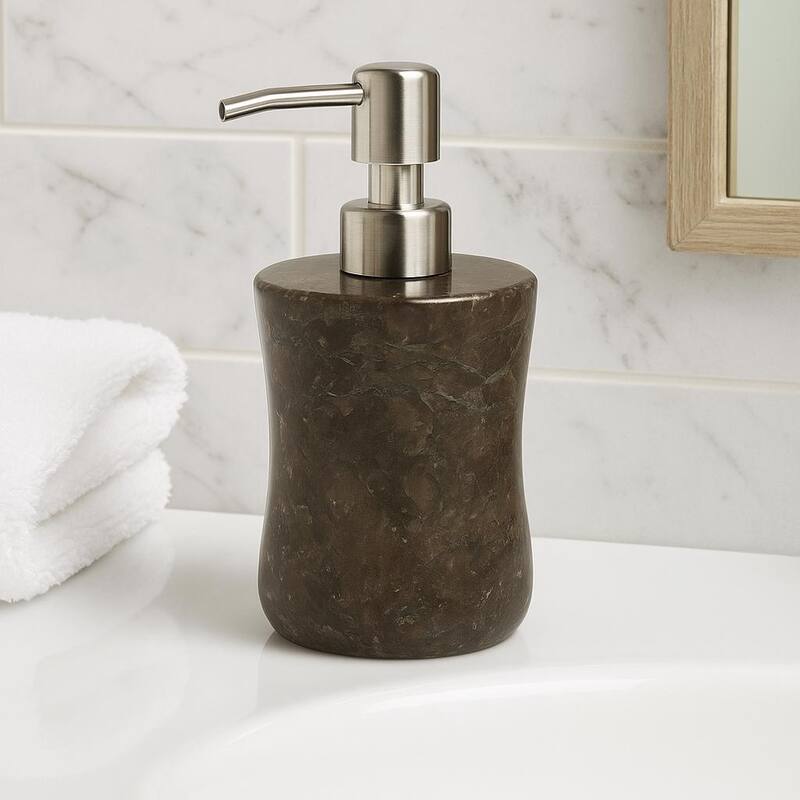 Creative Home Curvy Collection Charcoal Marble Liquid Soap Dispenser, Lotion Dispenser - Grey