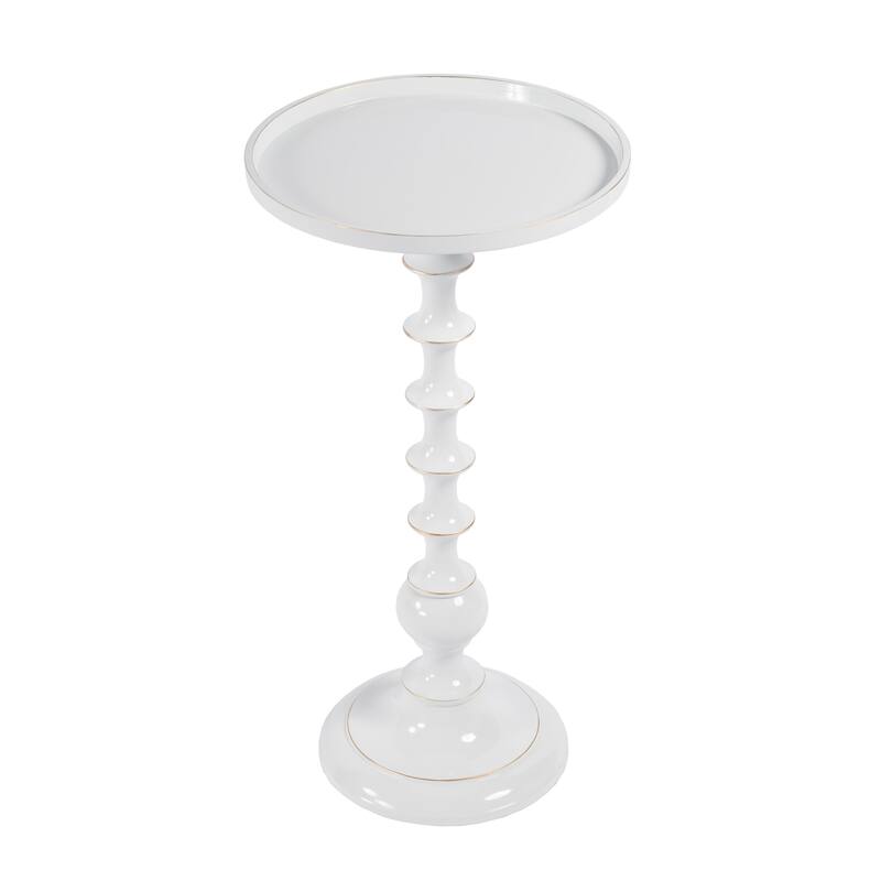 Mia 11 in. W Round Metal Side Table - White