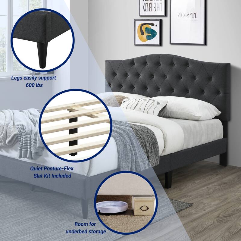 Grace by Ovis Upholstered Button-tufted Platform Bed Frame