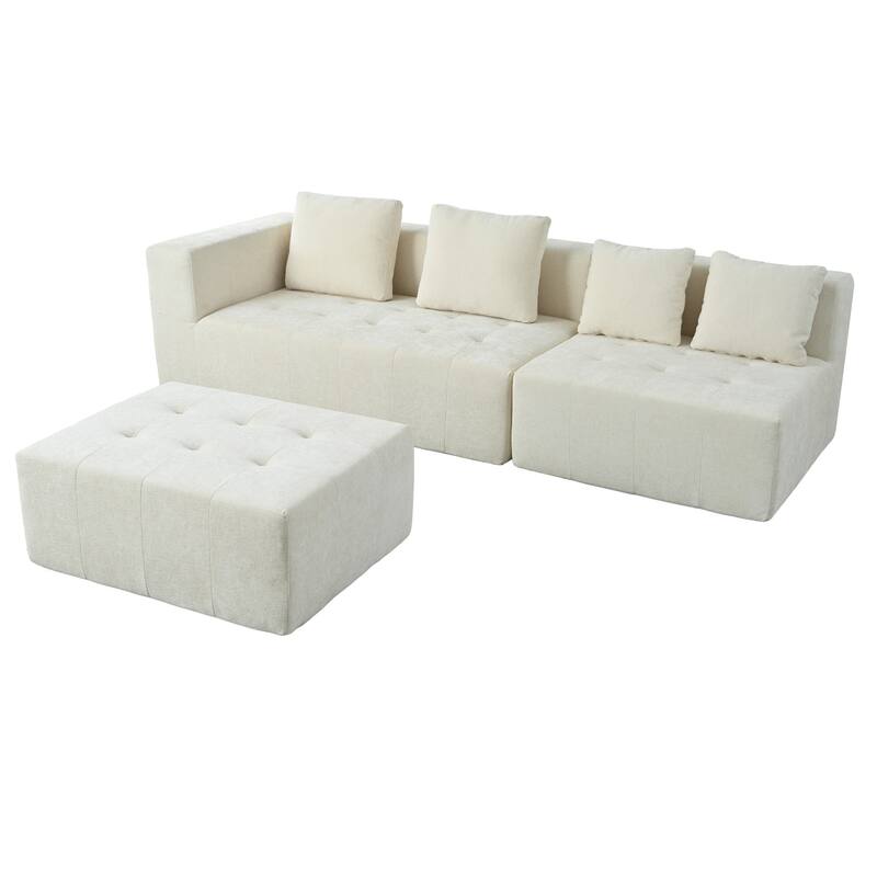 Modern 3-Piece U-StyleLarge Removable Modular Sofa with 4 Cushions