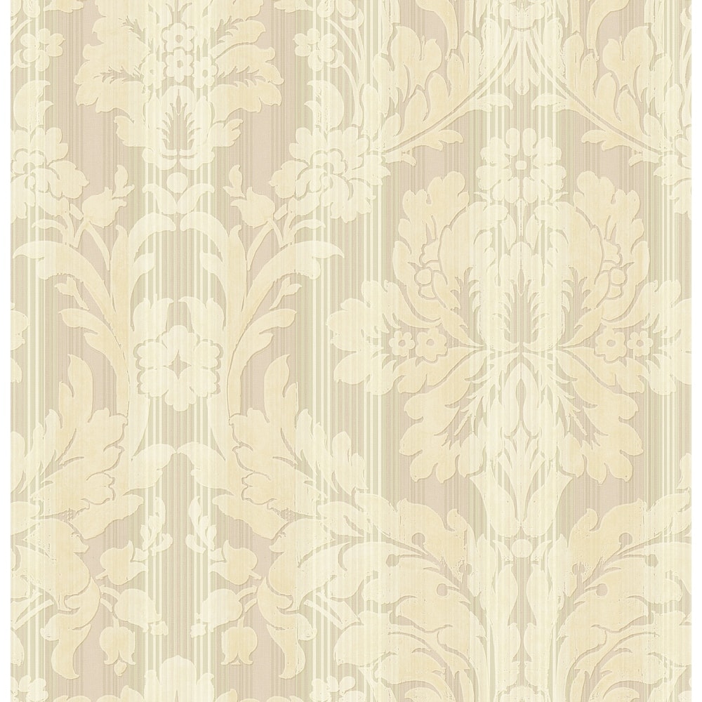 Seabrook Designs Sevda Striped Damask Unpasted Wallpaper