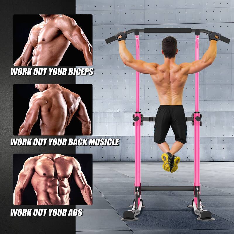 Adjustable Height Power Tower Pull Up Bar Station Home Gym Workout Equipment