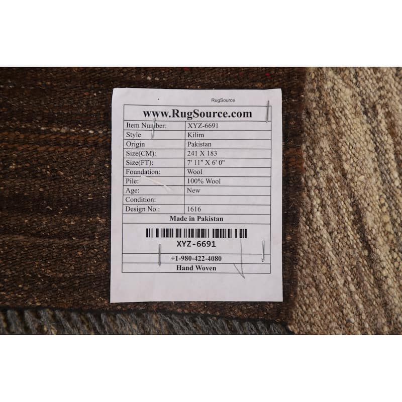 Modern Kilim Oriental Area Rug Hand-Woven Wool Carpet - 6'0"x 7'11"
