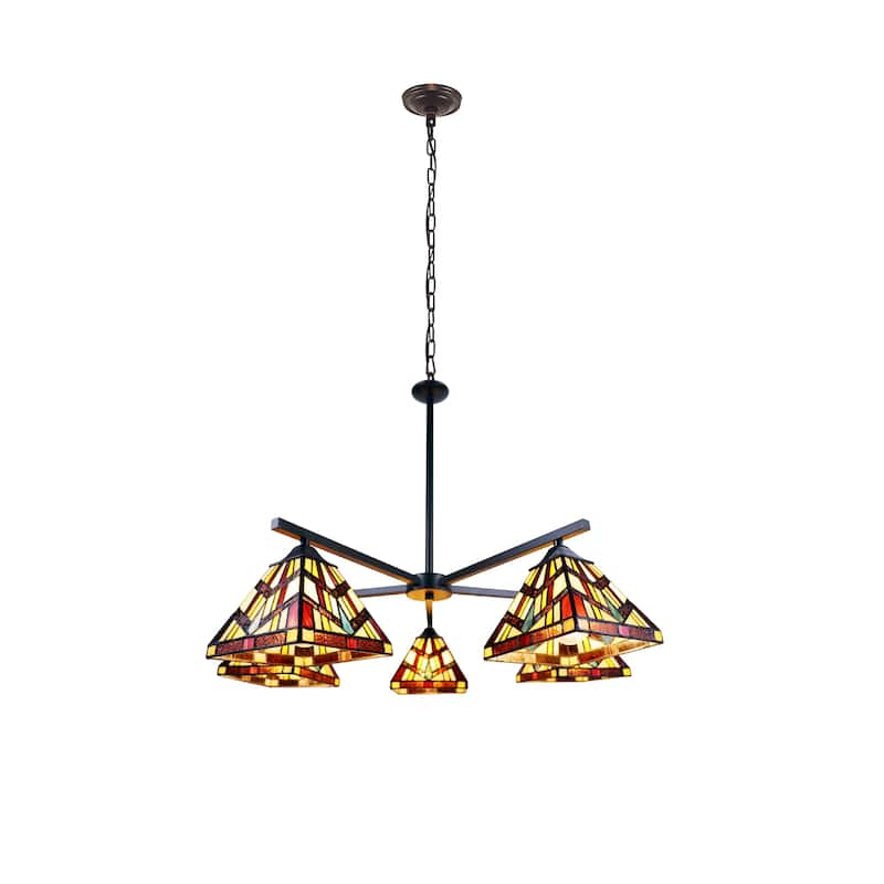Tiffany-Style Mission Design 5-light Blackish Bronze Chandelier