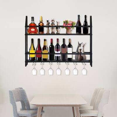 Black Wine Racks Wall Mounted Wine Glass Holders