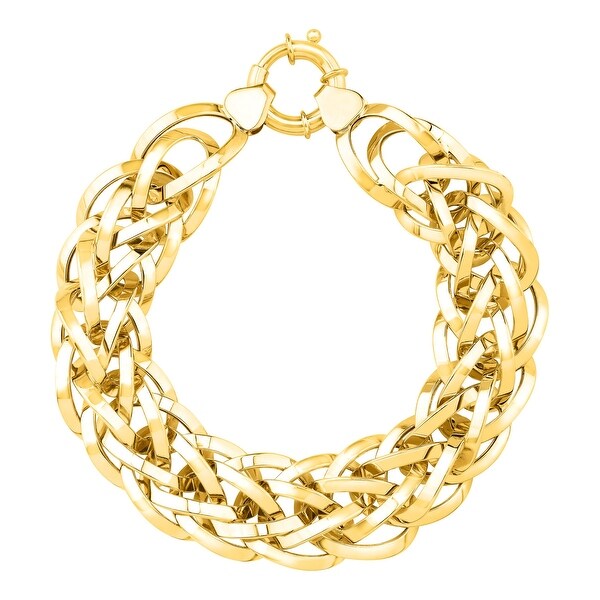 Eternity Gold Two-Row Interlocking Bracelet in 14K Gold - Yellow