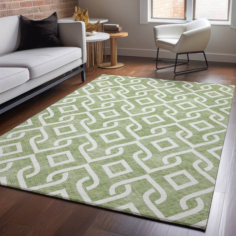 Premium Washable Super Soft Modern Medallions Mayfield Rug - Green - 3' x 5' - Rectangle