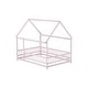 preview thumbnail 79 of 127, Wood Toddler House Bed with Roof Frame and Safety Guardrails Montessori Floor Bed without Slats No Door Houseshaped Platform Bed