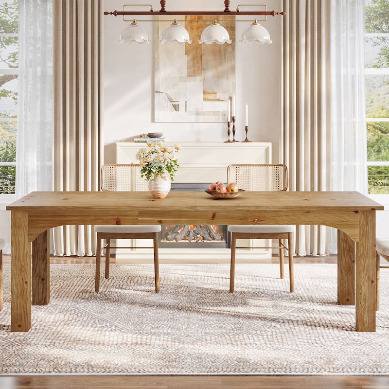 79 Inch Long Solid Wood Dining Table, Farmhouse Rectangular Kitchen Table
