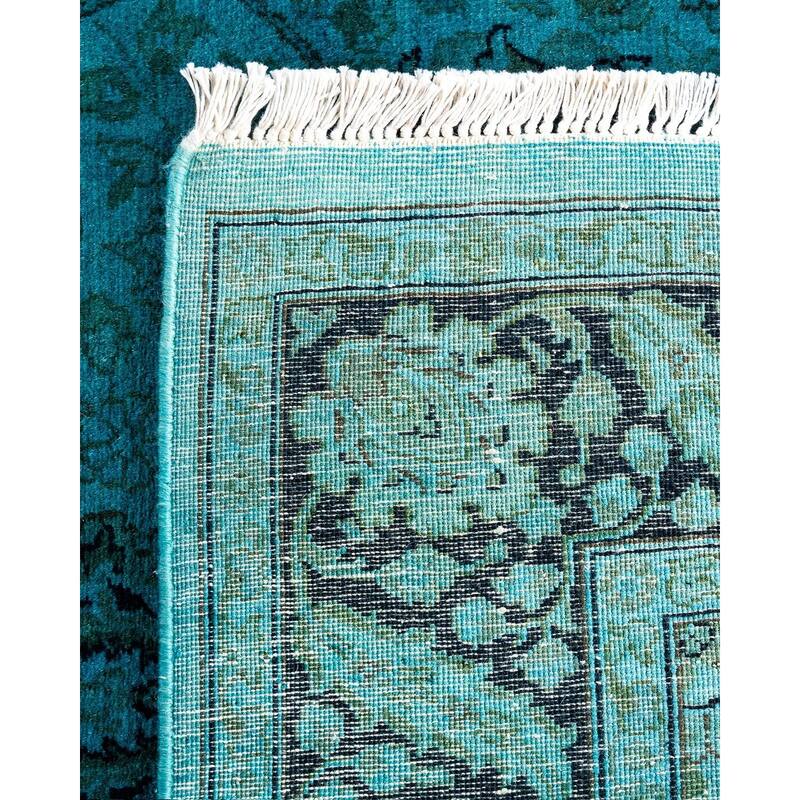 Fine Vibrance, One-of-a-Kind Hand-Knotted Runner Rug - Blue, 3' 0" x 9' 10" - 3' 0" x 9' 10"