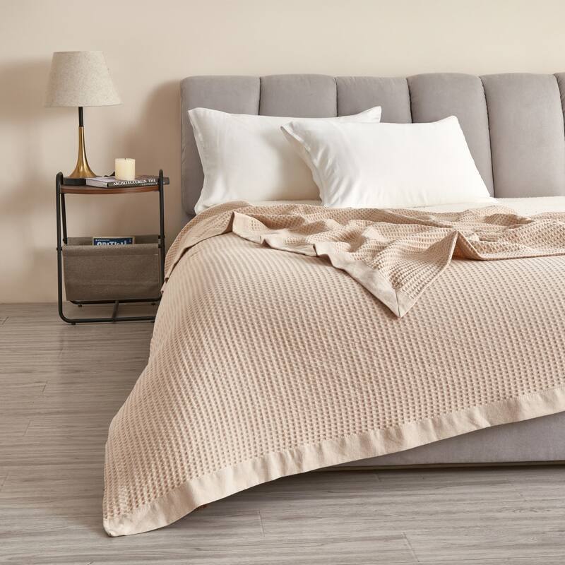 Luxurious Cotton Super Soft Waffle Weave Knit Blanket - Twin - Taupe
