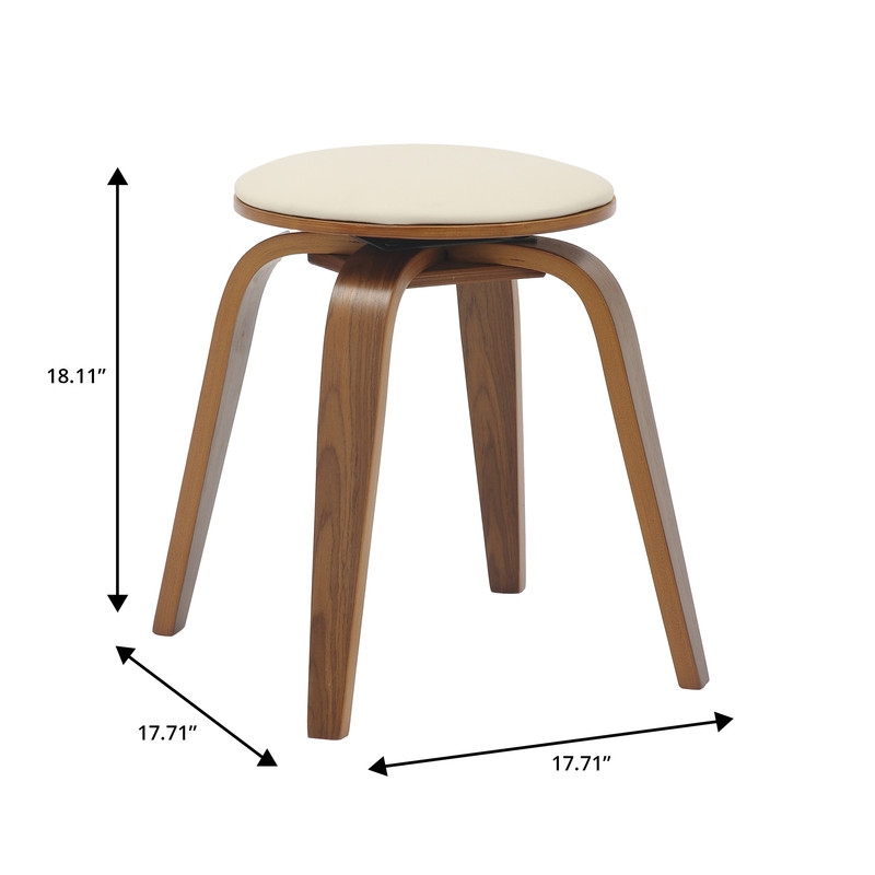 Pelya Minimalist Modern Round Counter Stool with Leather Seat & Poplar Wood Frame 360° Swivel Kitchen Bar Stool