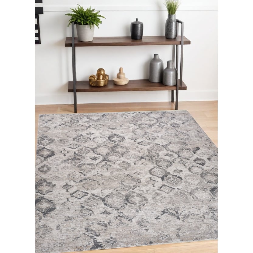 Bigi Distressed Abstract Modern Stain Resistant Woven Area Rug By HomeRoots
