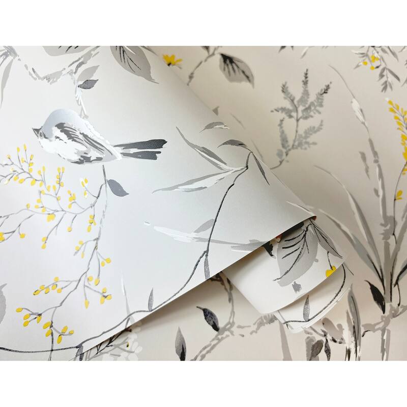 Fine Decor Mariko Grey Botanical Wallpaper