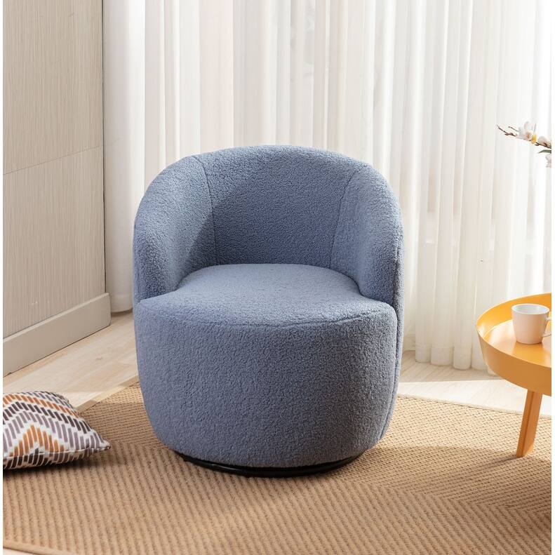Swivel Barrel Chair,Teddy Fabric Upholstered Modern Round Accent Arm Chairs