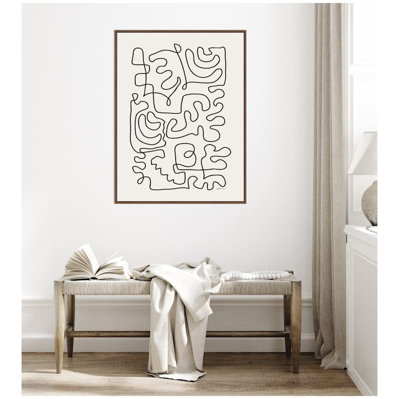 Kate and Laurel Connected Lines by Gabrielly Guedes Framed Canvas Wall Art Print