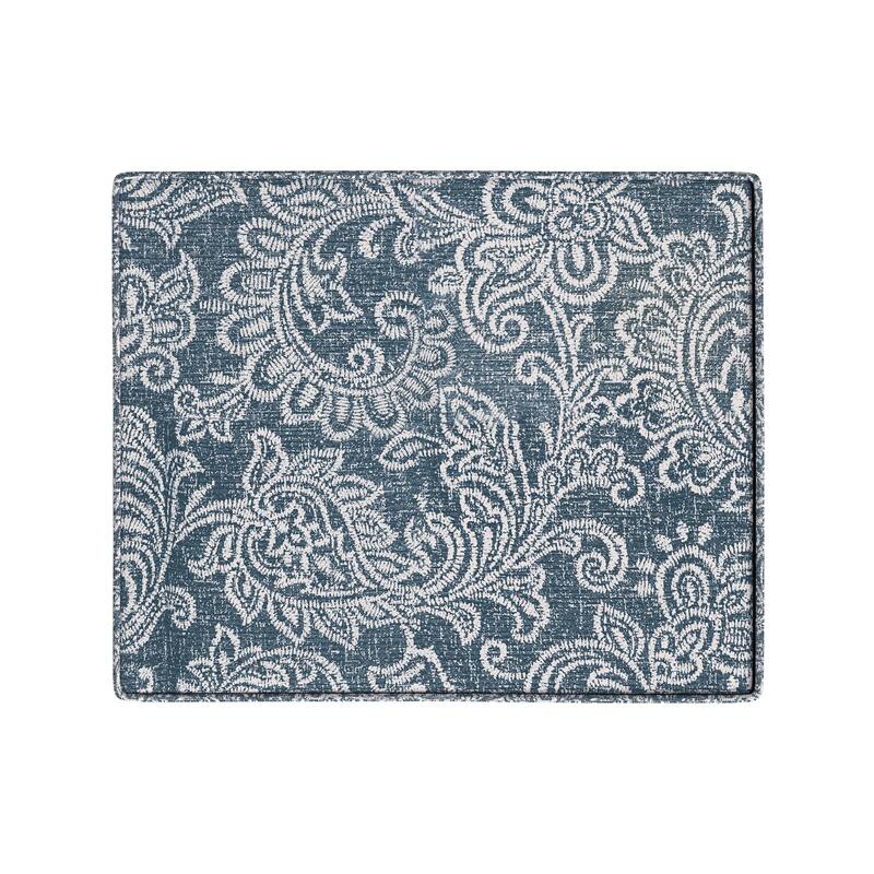 Ishi Accent Storage Ottoman, 22 Inch Classic Denim Blue White Print