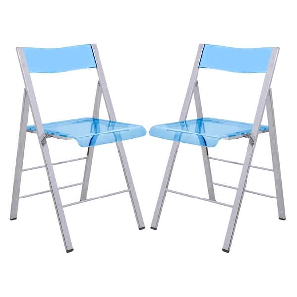 Leisuremod Menno Modern Folding Chair With Chrome Frame Set Of 2 Overstock 10746328