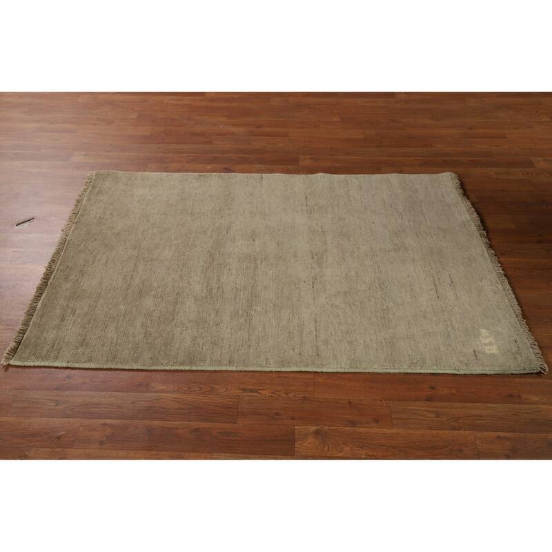 Contemporary Gabbeh Accent Rug Handmade Oriental Wool Carpet - 3'4"x 4'10"