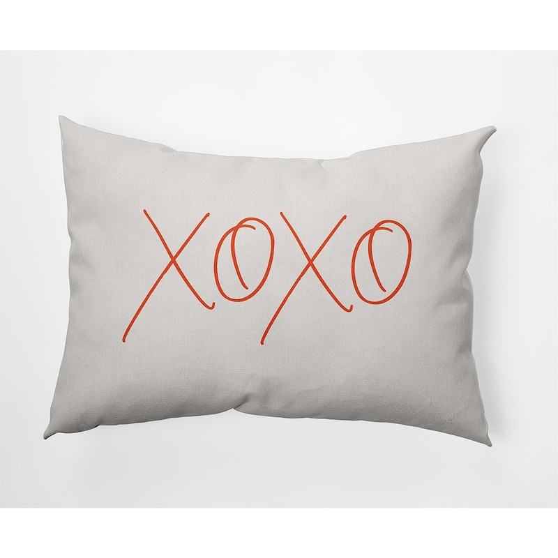 Modern XOXO Valentine's Day Decorative Indoor Pillow - 14" x 20" - Bright Orange