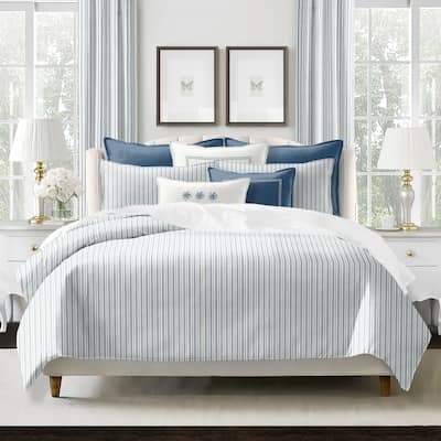 Pacific Stripe Denim Reversible Duvet Cover Set