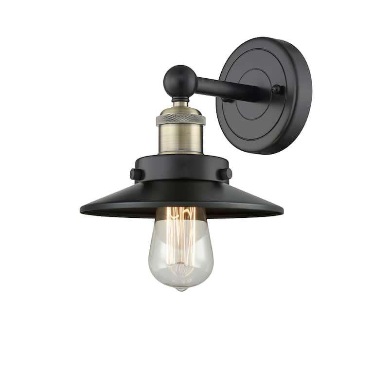 Innovations Lighting 616-1W-8-8 Railroad Sconce Railroad 8" Tall Wall - Black Antique Brass / Matte Black