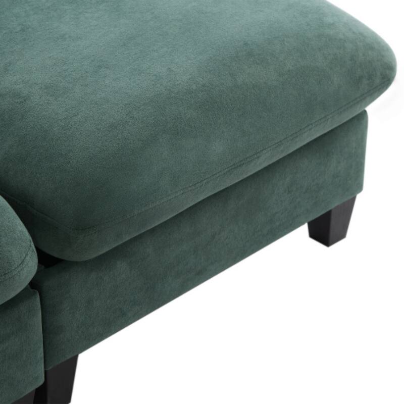 Luxurious L-Shaped Sectional Sofa with Hidden Storage, Movable Ottoman & Throw Pillows