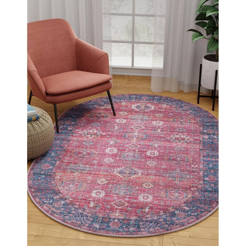 Transitional Glane Collection Area Rug - 2'x3' Oval - Antique Red