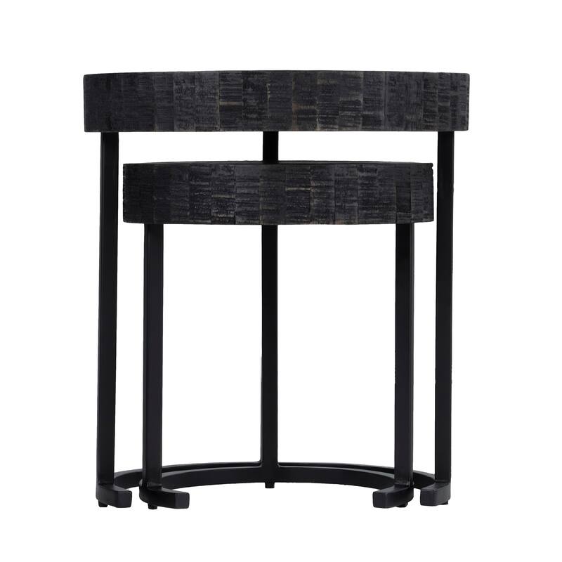 SEI Furniture Karelia Nesting Side Tables, Whitewashed/Black, Set of 2