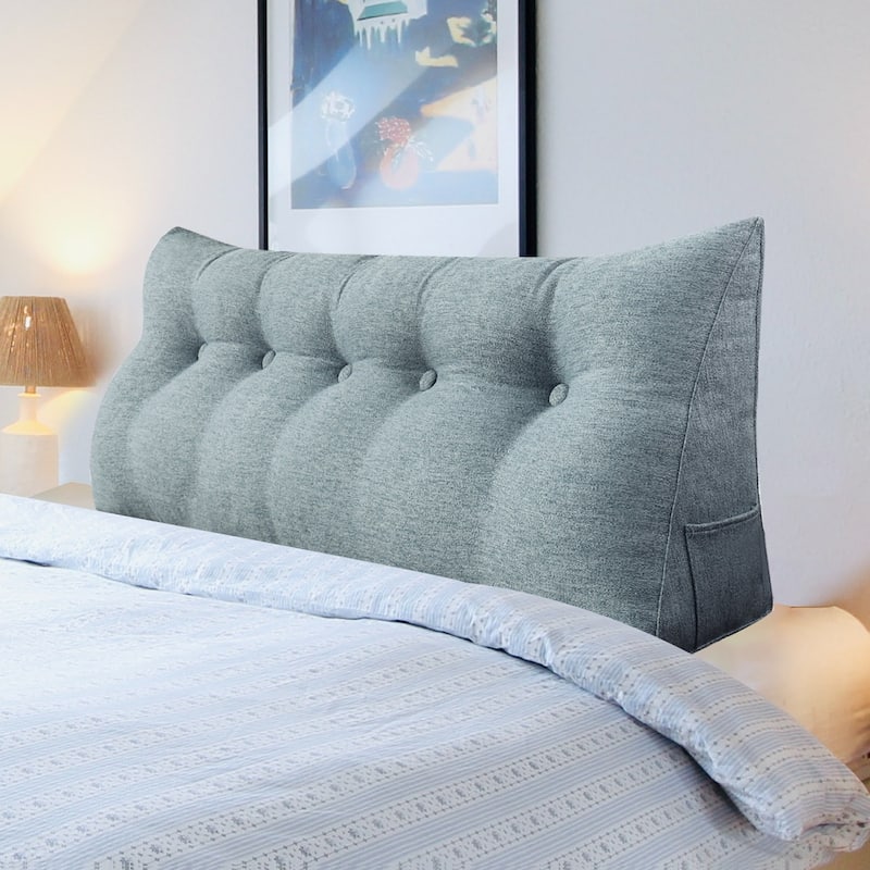 WOWMAX Bed Rest Wedge Reading Pillow Headboard Back Support Cushion - Queen - Grey