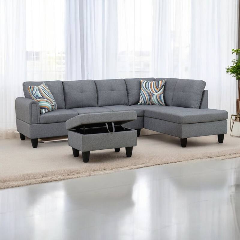 KISRAIS 97" Wide 3-Piece Upholstered Sectional Sofa Set for Small Spaces