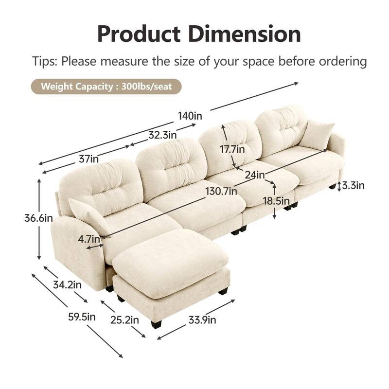 Chenille L-shaped Modular Flexible Combination Sectional Sofa with Wooden Base