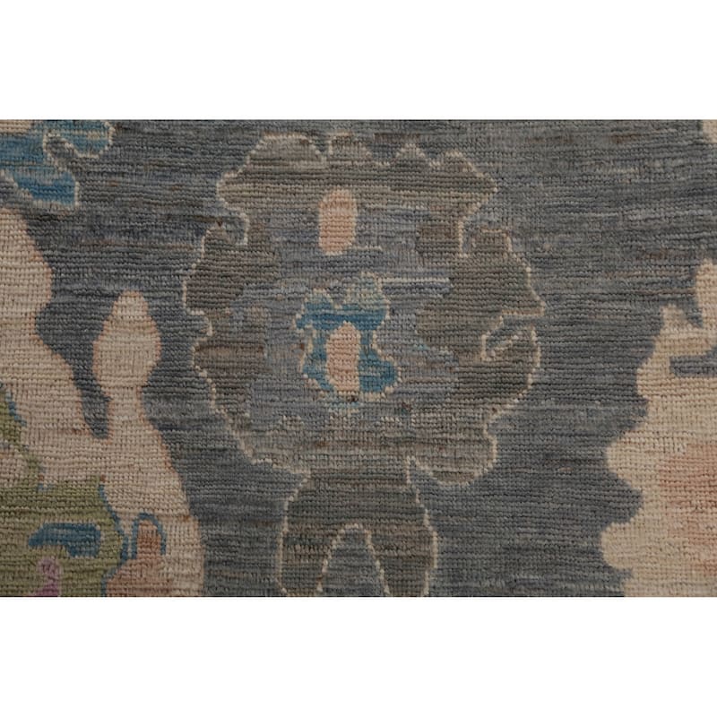 Hand Knotted Oriental 100% Wool Carpet Transitional All-Over Greys & Charcoal Oushak Area Rug - 14' 4'' X 9' 11''