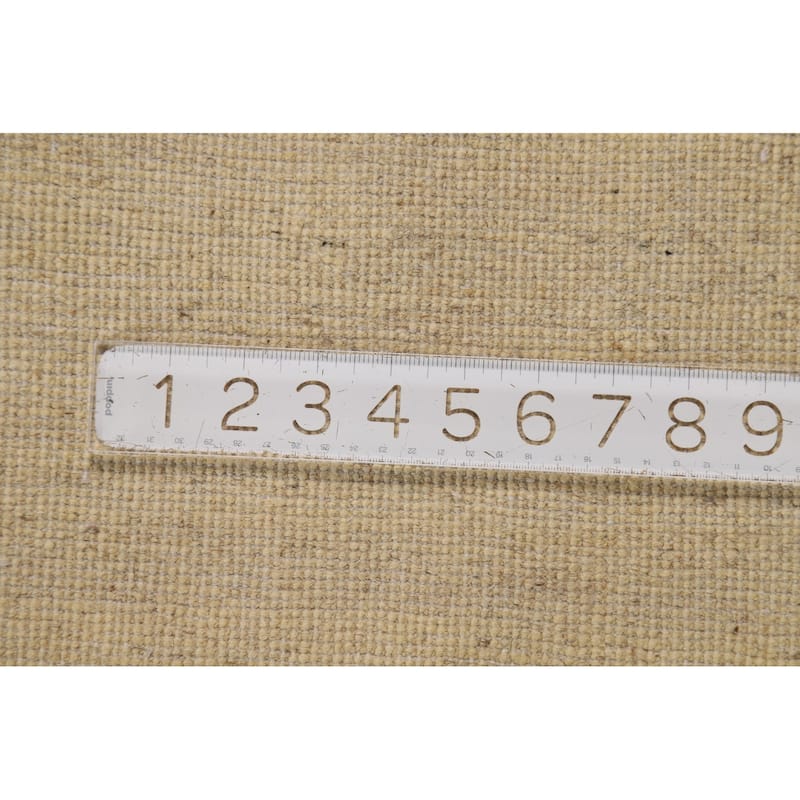 Muted Gold Gabbeh Modern Area Rug Handmade Wool Carpet - 8'0"x 9'7"