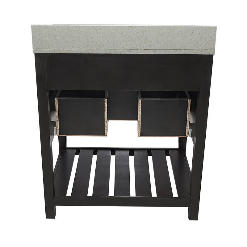 Tremblant 31" Bathroom Vanity in Espresso with Quartz Stone Vanity Top Sink w/ Backsplash in Galaxy White Single Hole