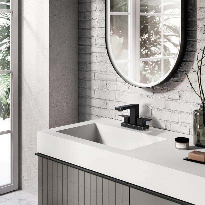 5.3"H Stainless Steel Centerset Deck Mounted 2-Handle Bathroom Faucet