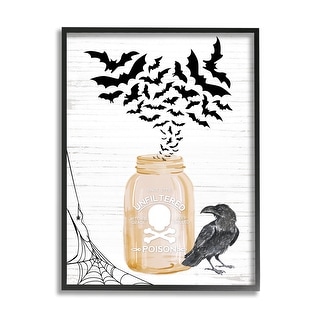 Stupell Spooky Bats Flying Black Raven Spider Web Framed Wall Art - On ...