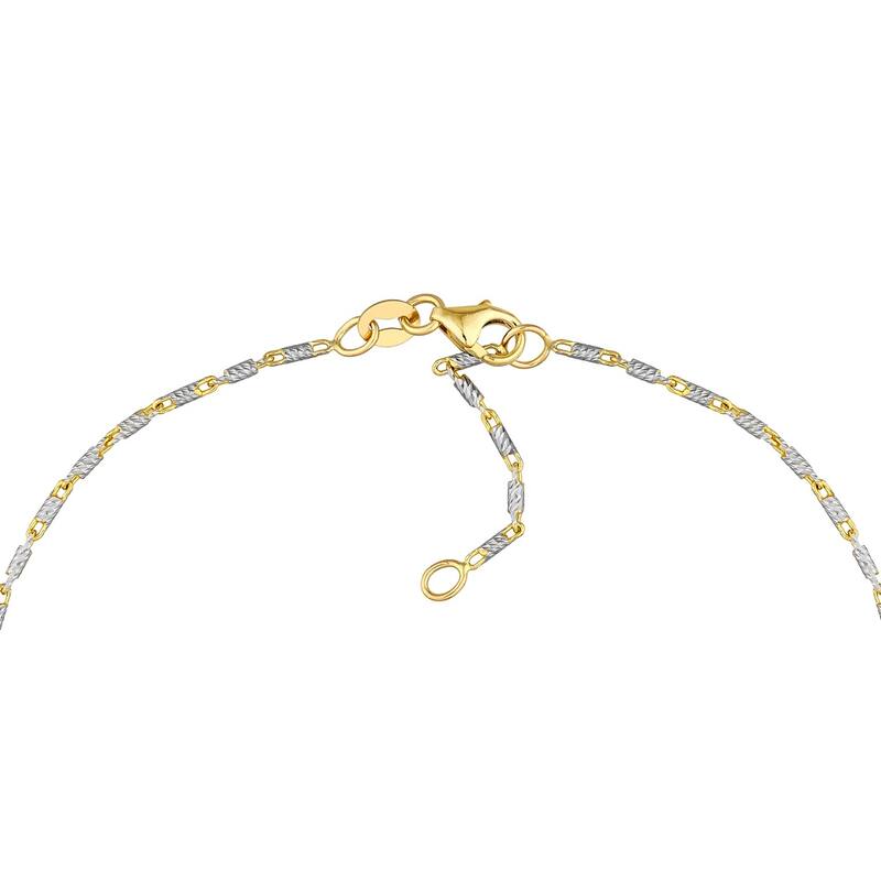 Curata 14k Two-tone Gold 10" 1.2mm Two tone Diamond-cut Lumacina Ankle Bracelet Anklet