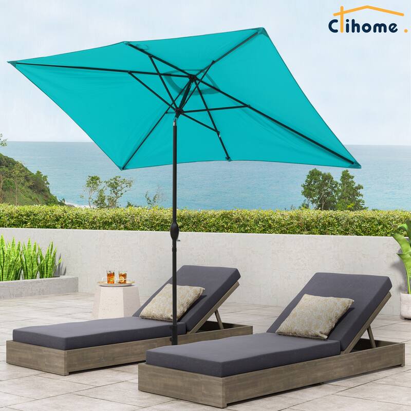 Clihome 10' x 6'5 Aluminum Rectangular Market Umbrella