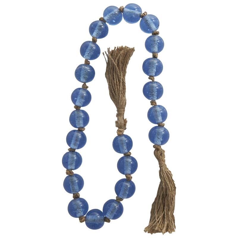 Glass Handmade Round Beaded Garland with Tassel with Knotted Brown Jute - Roche River Decor