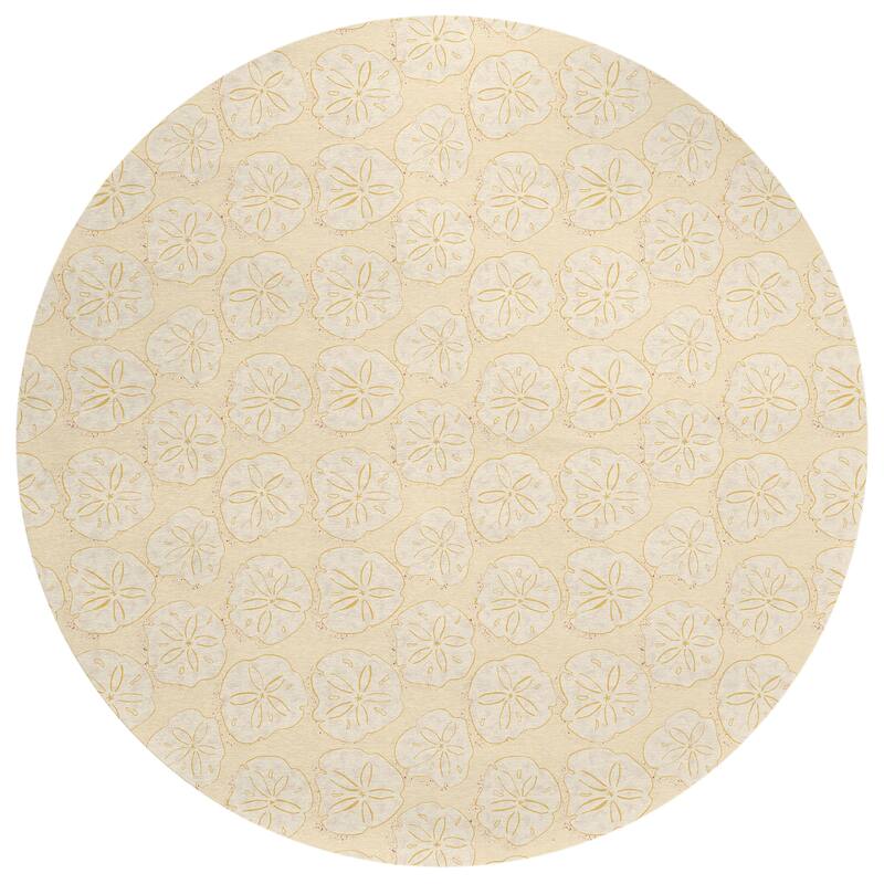 Indoor/ Outdoor Surfside Starfish Washable Rug New - Sand - 8' x 8'