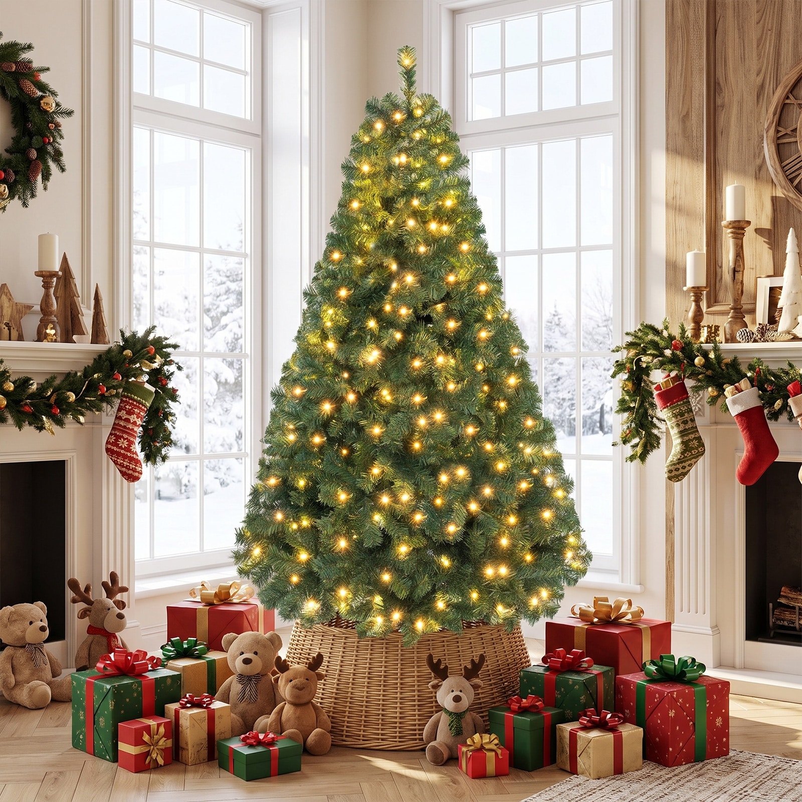 Gymax 6 FT Pre-Lit PVC Artificial Christmas Tree w/ 230 LED Lights &