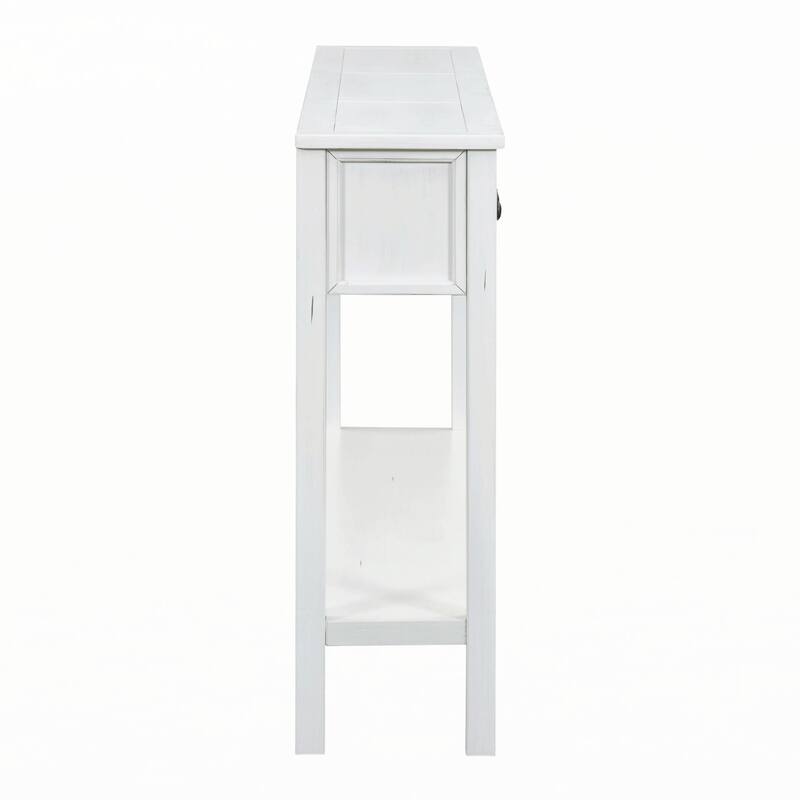 Rustic Entryway Console Table(Antique White)